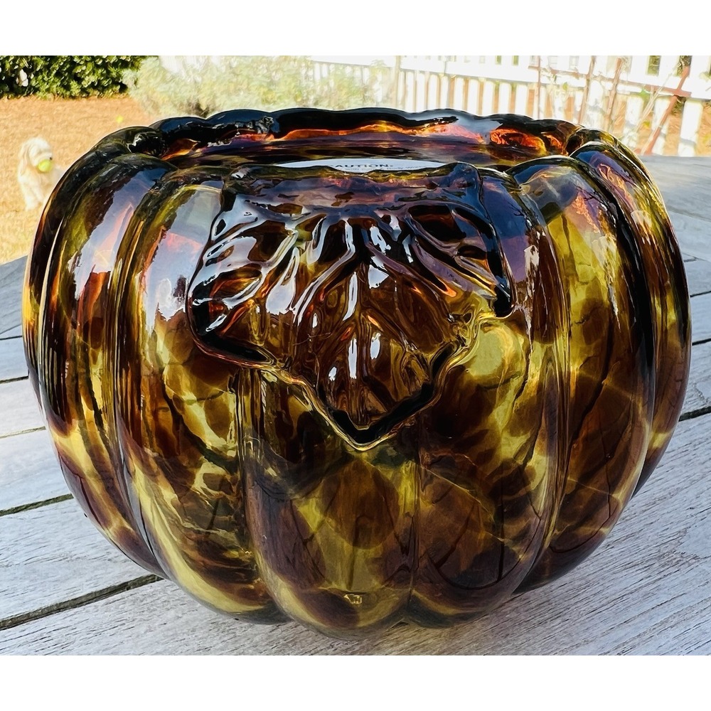 NEW Bath and Body Works 3-Wick Candle Holder Glass Pedestal Pumpkin